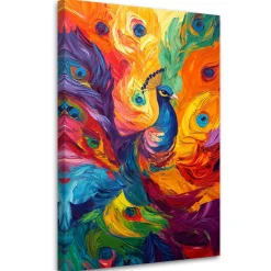 Feeby Obraz na płótnie, Kolorowy Paw Abstrakcja Nowoczesna 80x120