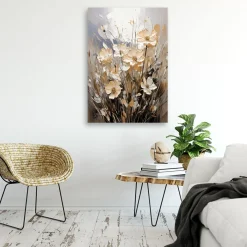 Feeby Obraz na płótnie, Kwiaty Akwarela Beżowy 40x60
