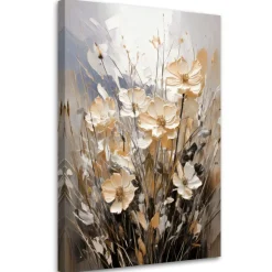 Feeby Obraz na płótnie, Kwiaty Akwarela Beżowy 40x60