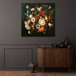 Feeby Obraz na płótnie, Kwiaty Retro Vintage 30x30