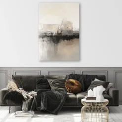Feeby Obraz na płótnie, Nowoczesna Abstrakcja Szaro Beżowa 80x120