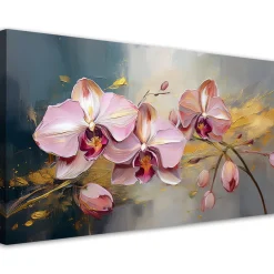 Feeby Obraz na płótnie, Różowe Storczyki Kwiaty Glamour 80x40