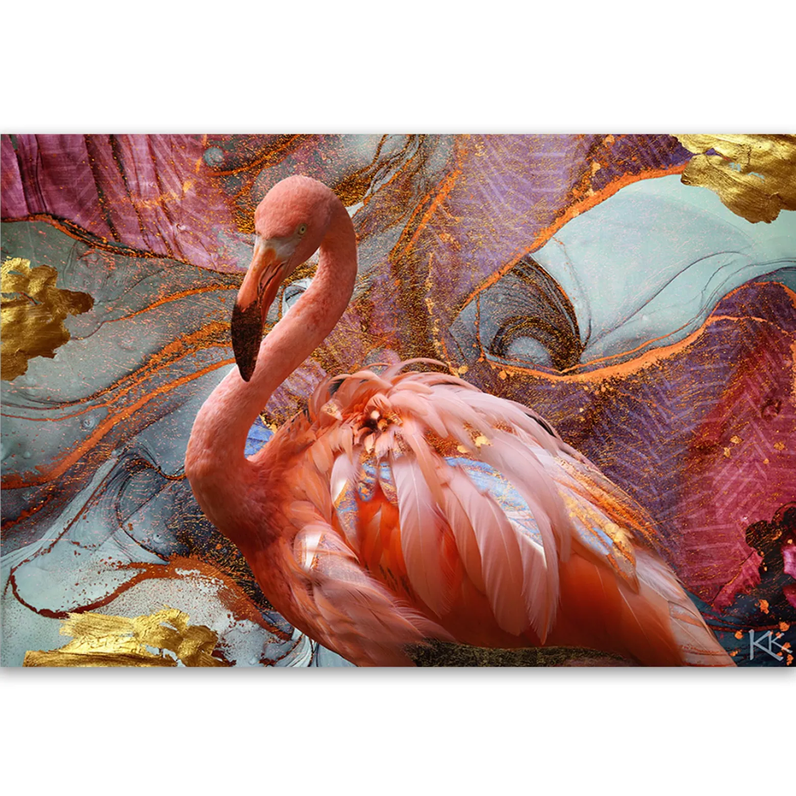 Feeby Obraz na płótnie, Różowy flaming abstrakcja 60x40