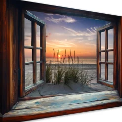 Feeby Obraz na płótnie, Widok z Okna Morze Plaża Natura 60x40