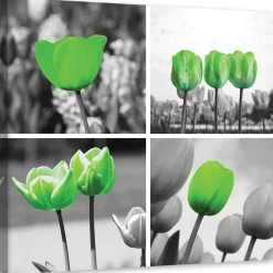 Feeby Obraz na płótnie Zielone tulipany kolaż 30x30