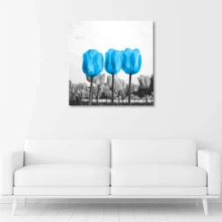 Feeby Obraz Niebieskie tulipany na łące 30x30