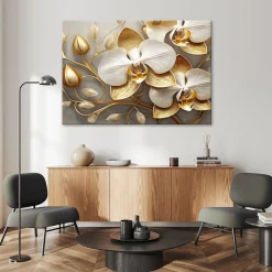 Feeby Obraz, Orchidea glamour złoty 60x40