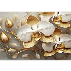 Feeby Obraz, Orchidea glamour złoty 60x40