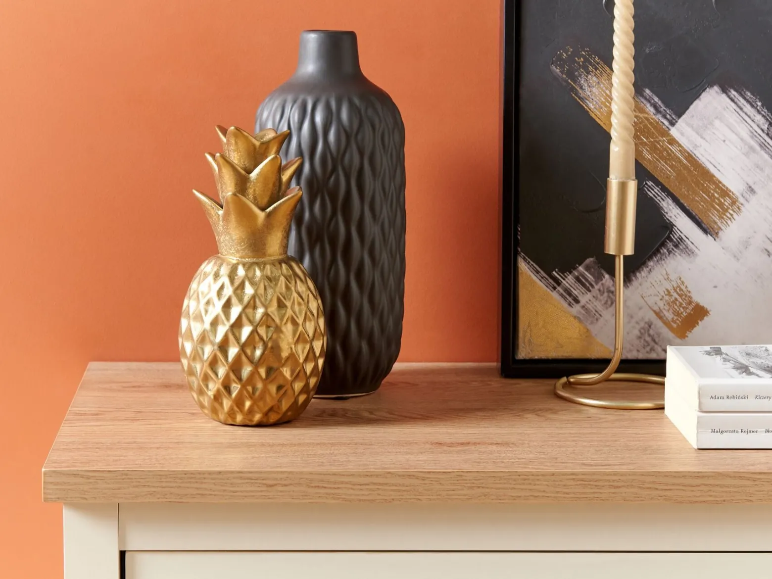 Figurka ozdobna ceramiczna ananas złota
