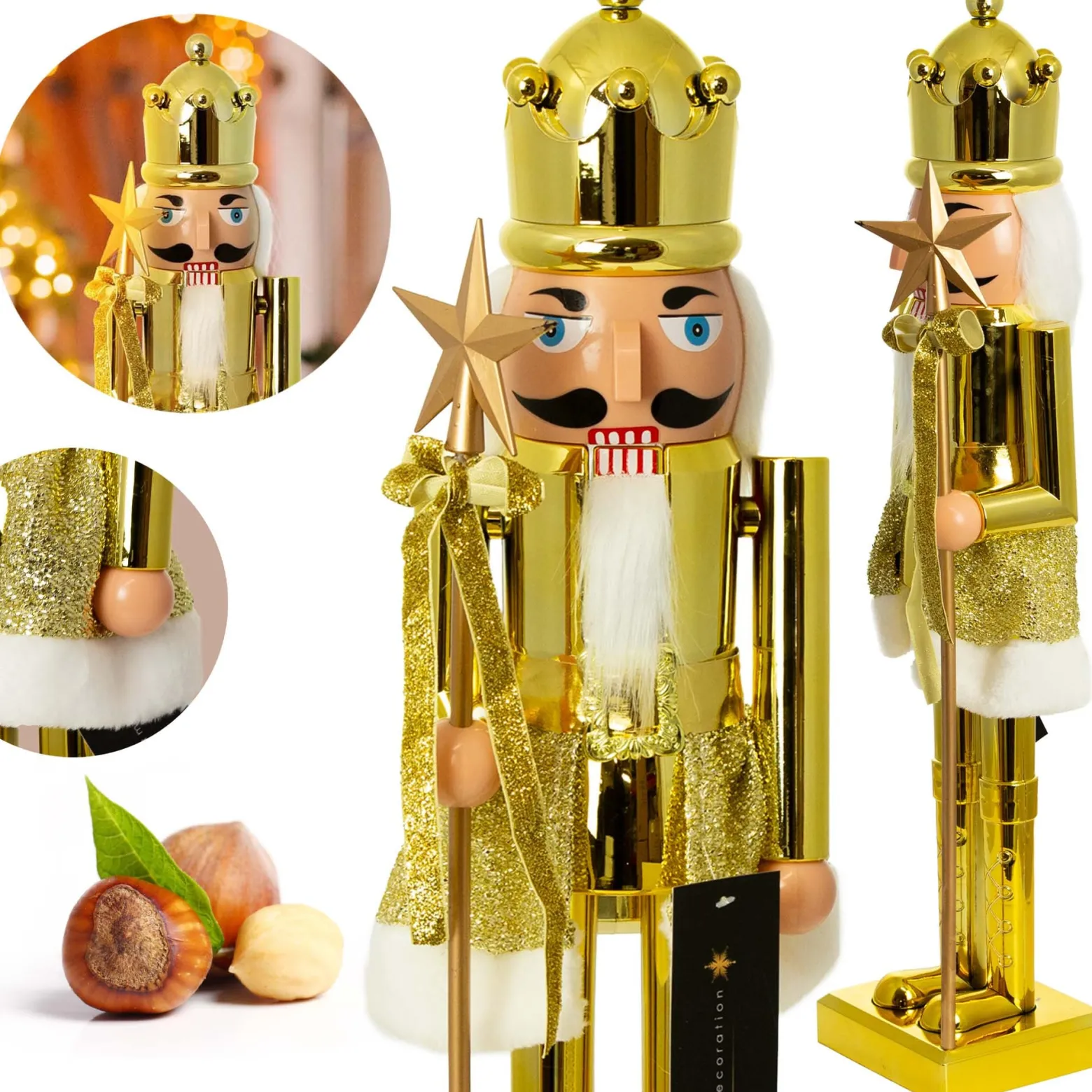 Figurka Dziadek Do Orzechów 60 Cm Boże Narodzenie Złoty