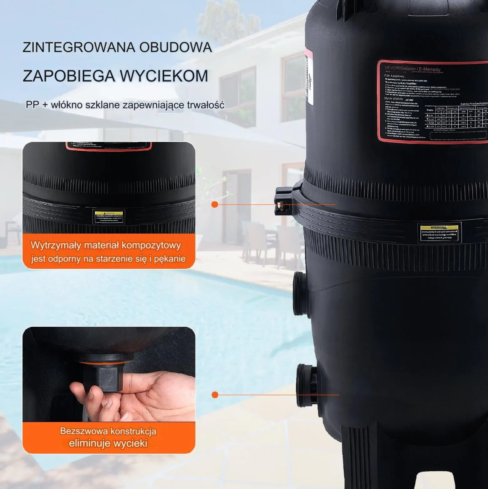 Filtr wkładany basenowy 49 m²