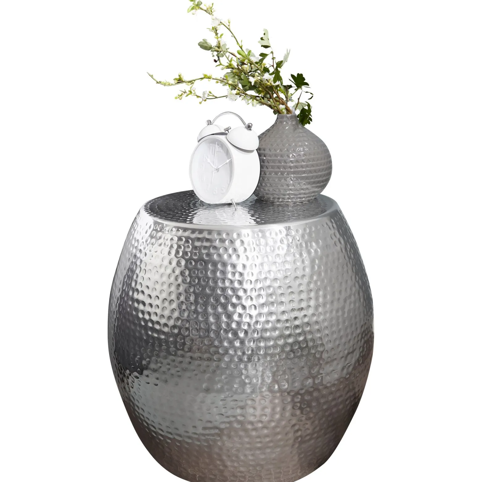 FineBuy Stolik boczny metal srebrny