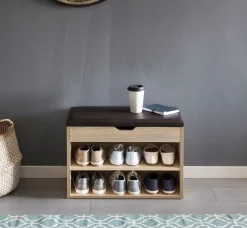 FineBuy Ławka na buty Płyta wiórowa brązowy