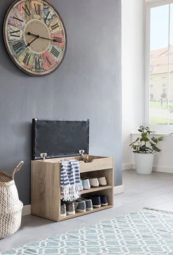 FineBuy Ławka na buty Płyta wiórowa brązowy