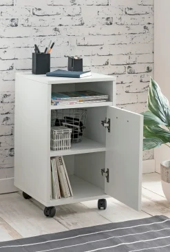 FineBuy Kontener biurowy płyta meblowa biały