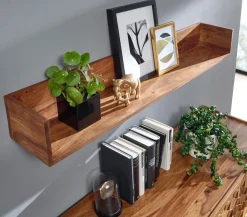 FineBuy Półka ścienna drewno brązowy 120 cm