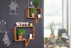 FineBuy Półka ścienna drewno brązowy 50 cm
