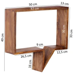 FineBuy Półka ścienna drewno brązowy 50 cm