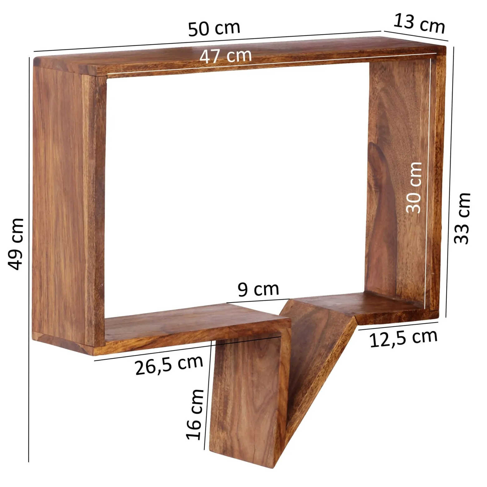 FineBuy Półka ścienna drewno brązowy 50 cm