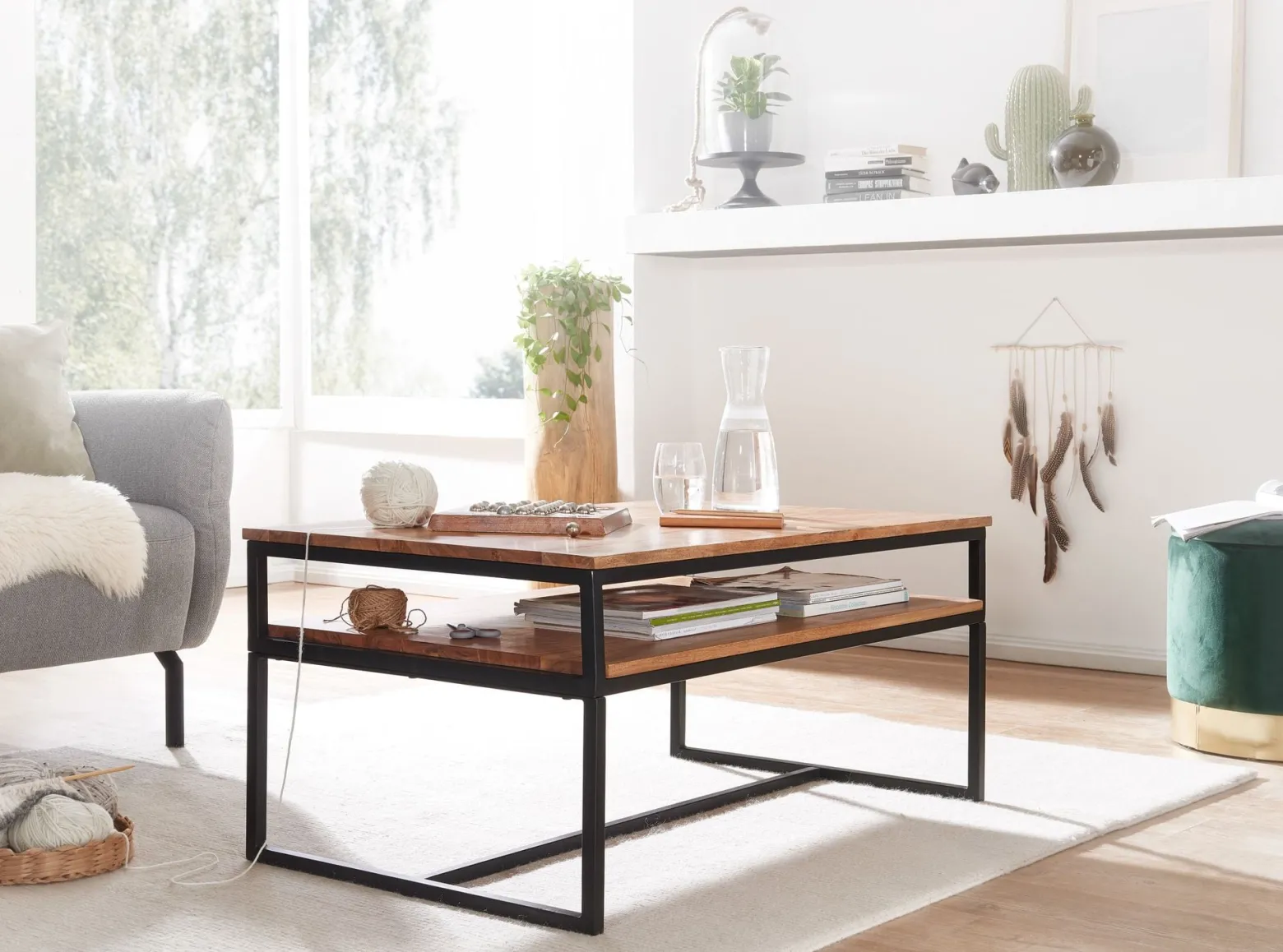 FineBuy Stolik kawowy drewno brązowy