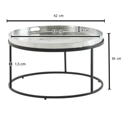 FineBuy Stolik kawowy metal srebrny