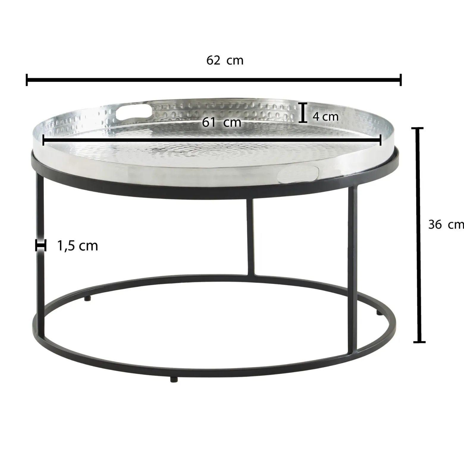 FineBuy Stolik kawowy metal srebrny