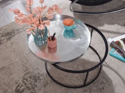 FineBuy Stolik kawowy metal srebrny