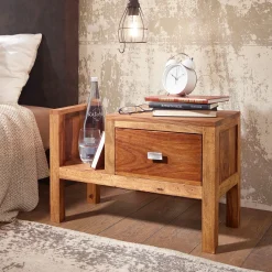 FineBuy Stolik nocny drewno brązowy