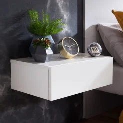 FineBuy Stolik nocny płyta meblowa biały
