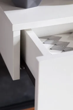 FineBuy Stolik nocny płyta meblowa biały