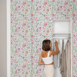 Folia meblowa Okleina samoprzylepna Pastelowe kwiaty 50x100 Laminat