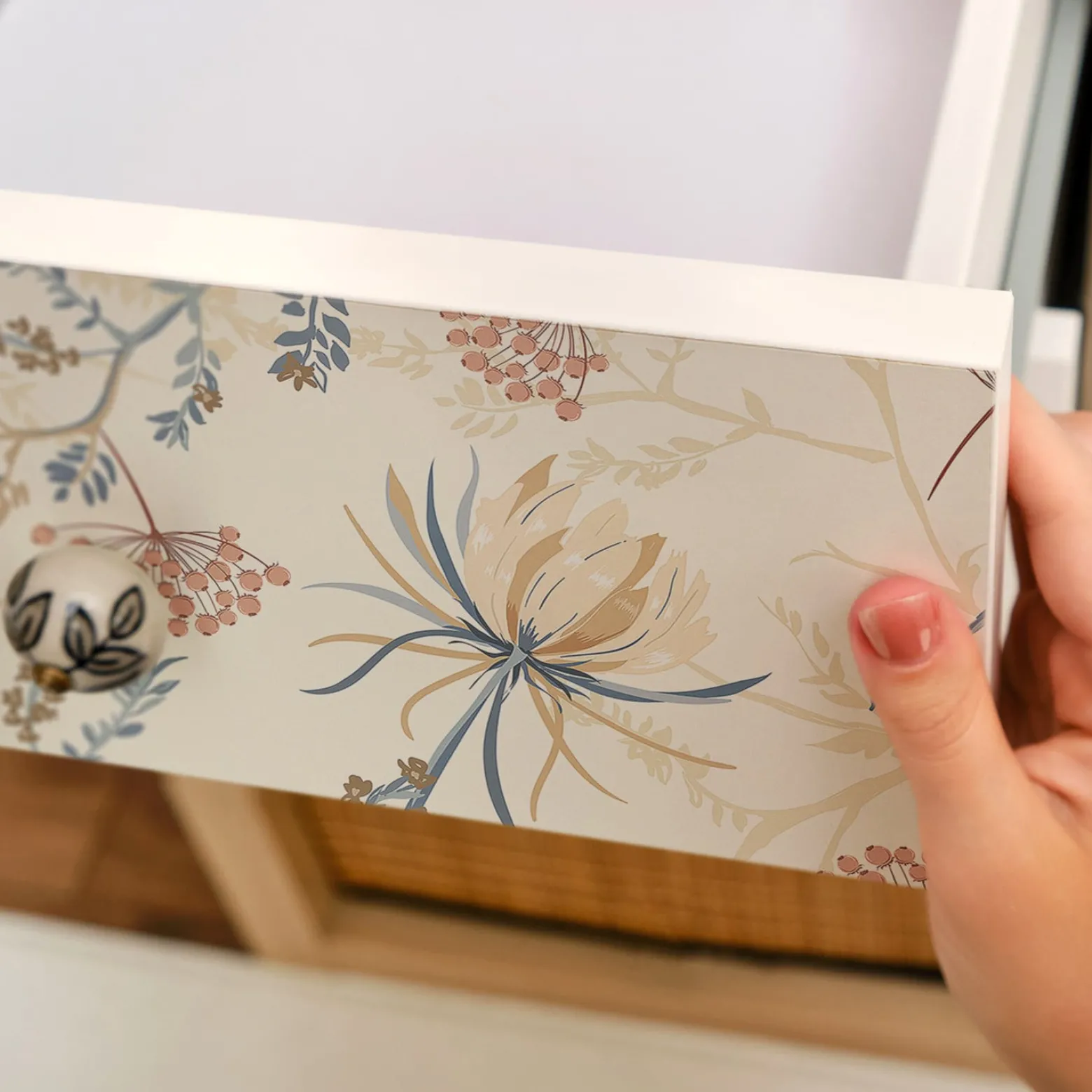 Folia meblowa Kwiaty boho 50x100 Okleina samoprzylepna Laminat DIY