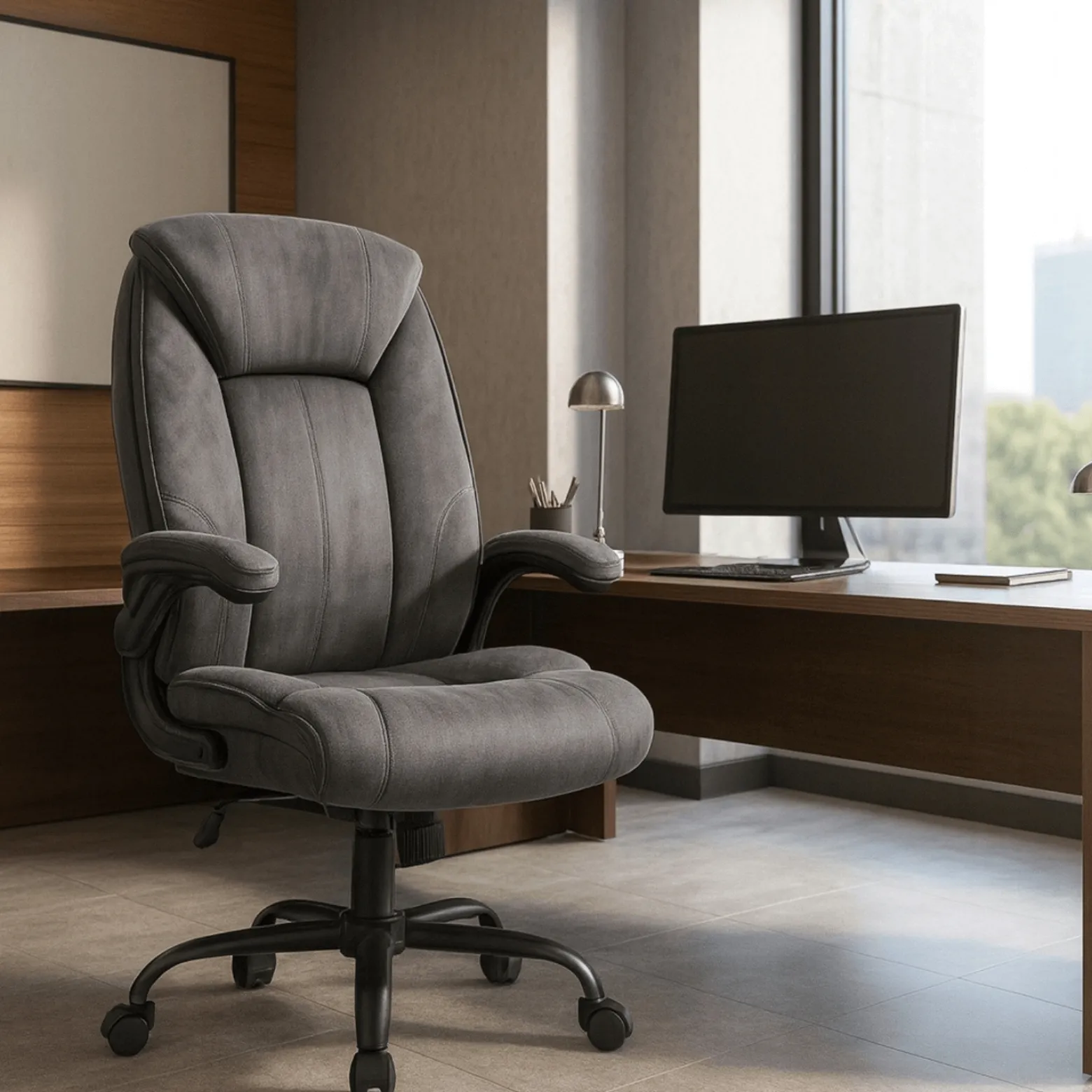 Fotel Biurowy Obrotowy Krzesło Do Biurka Ergonomiczny Szary COMFORT