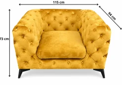 Fotel Chesterfield Moet miodowy pikowany głębokie siedzisko stylowy