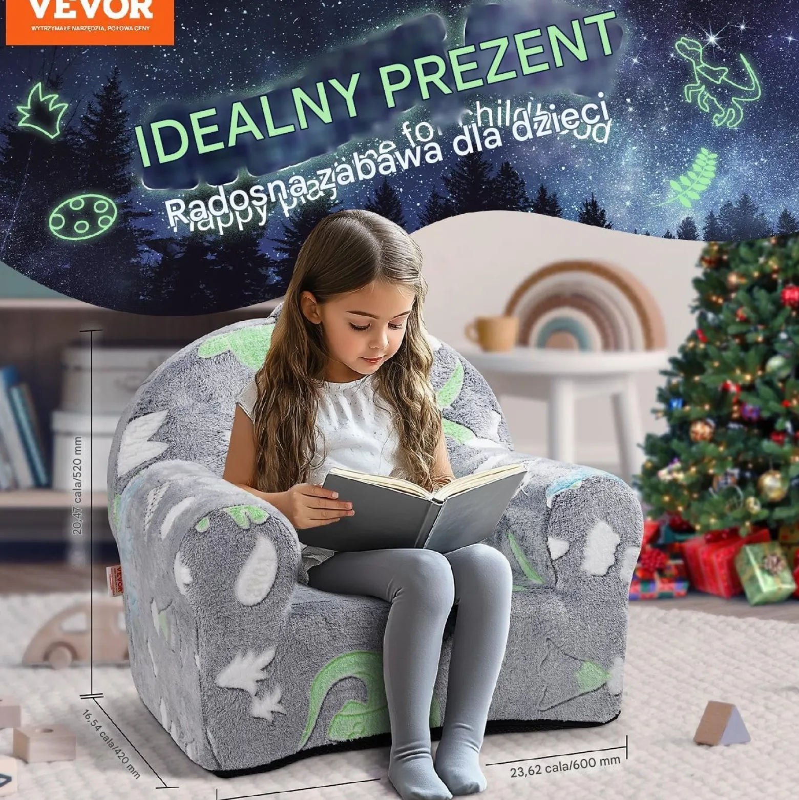 Fotel Dziecięcy Fotelik dla dzieci rozkładany fotel pluszowy pufa świecący
