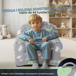Fotel Dziecięcy Fotelik dla dzieci rozkładany fotel pluszowy pufa świecący