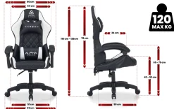 Fotel Gamingowy Materiałowy Biurowy Krzesło Alpha Gaming Kevlar Biały
