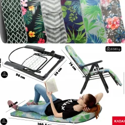 Fotel Leżak Ogrodowy Plażowy Składany Podnóżek
