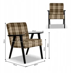 Fotel PRL zestaw retro vintage SOLER Family Meble krata brązowo - beżowa