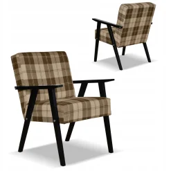 Fotel PRL zestaw retro vintage SOLER Family Meble krata brązowo - beżowa