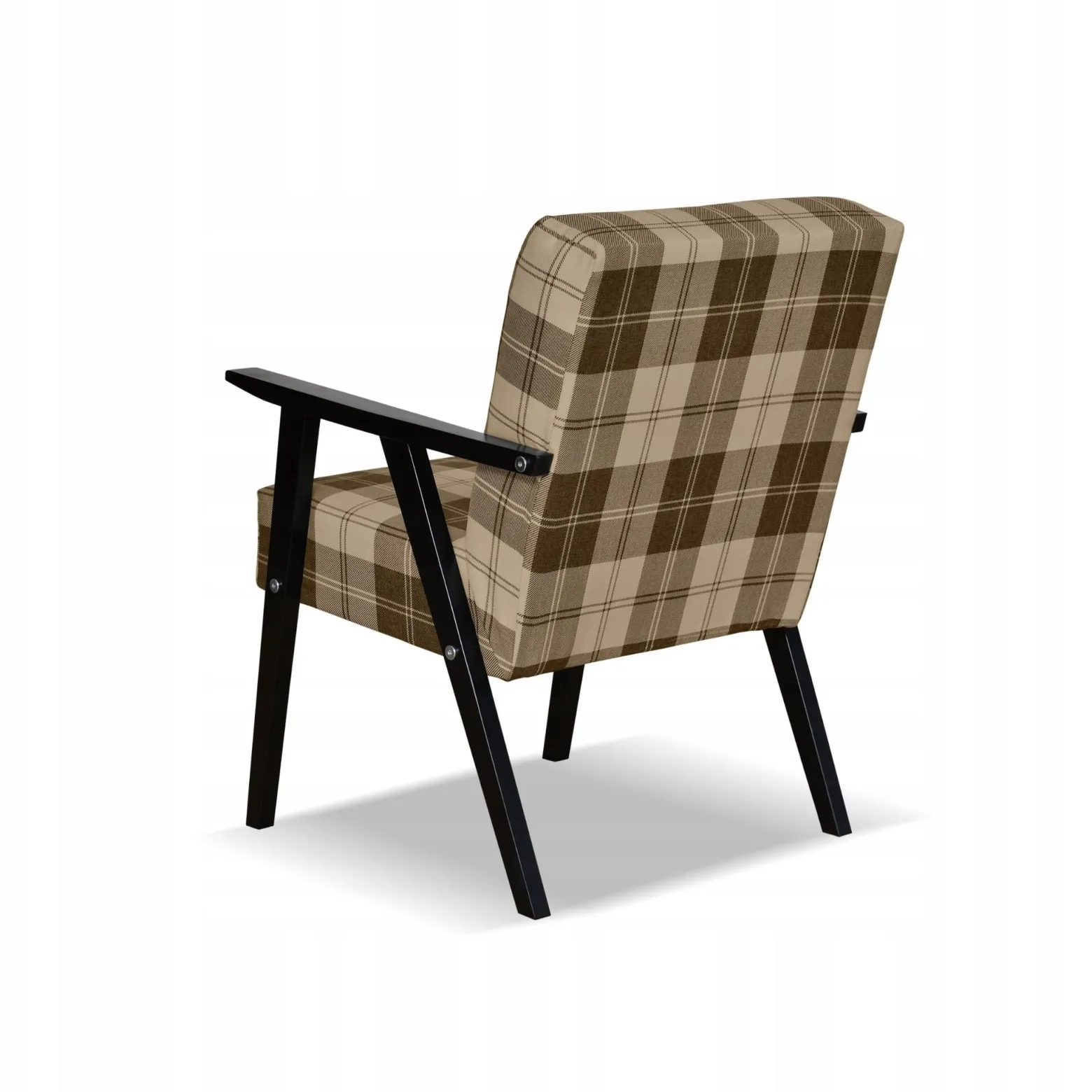 Fotel PRL zestaw retro vintage SOLER Family Meble krata brązowo - beżowa