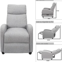 FOTEL ROZKŁADANY Recliner Dream szary nowoczesny