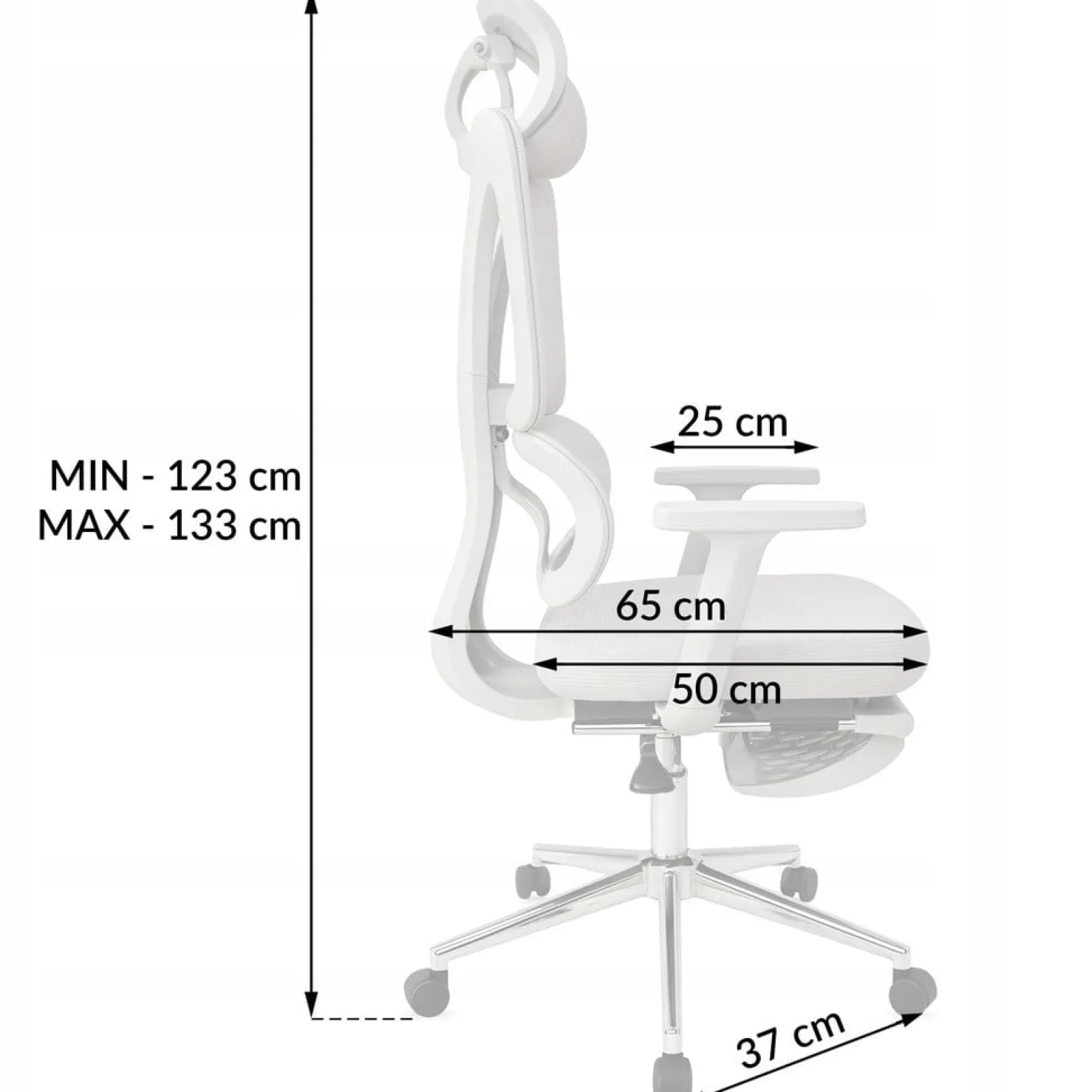 Fotel biurowy ergonomiczny krzesło zagłówek regulacja podnóżek KB107 czarny