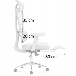 Fotel biurowy ergonomiczny krzesło zagłówek regulacja podnóżek KB107 czarny