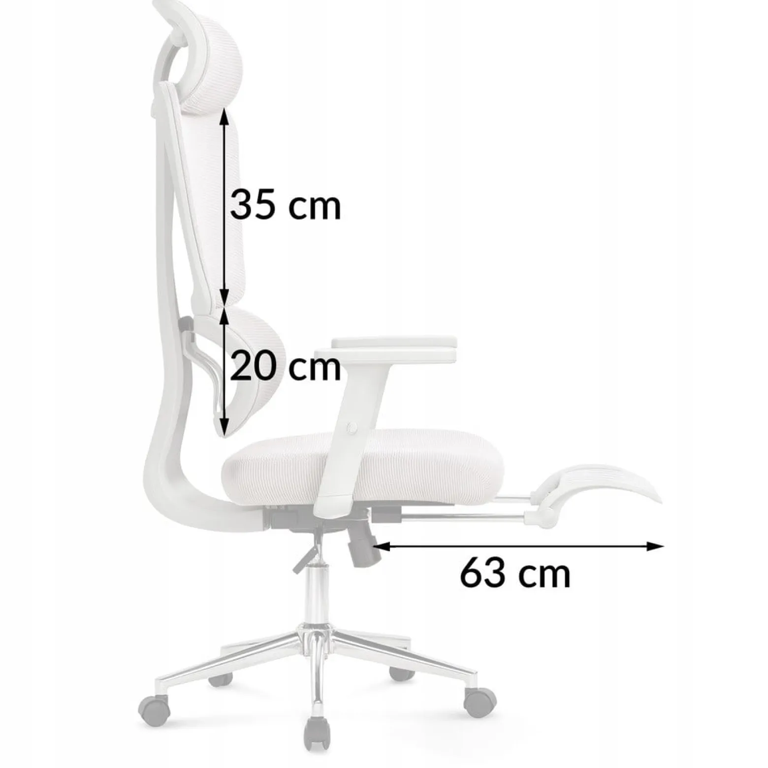 Fotel biurowy ergonomiczny krzesło zagłówek regulacja podnóżek KB107 czarny