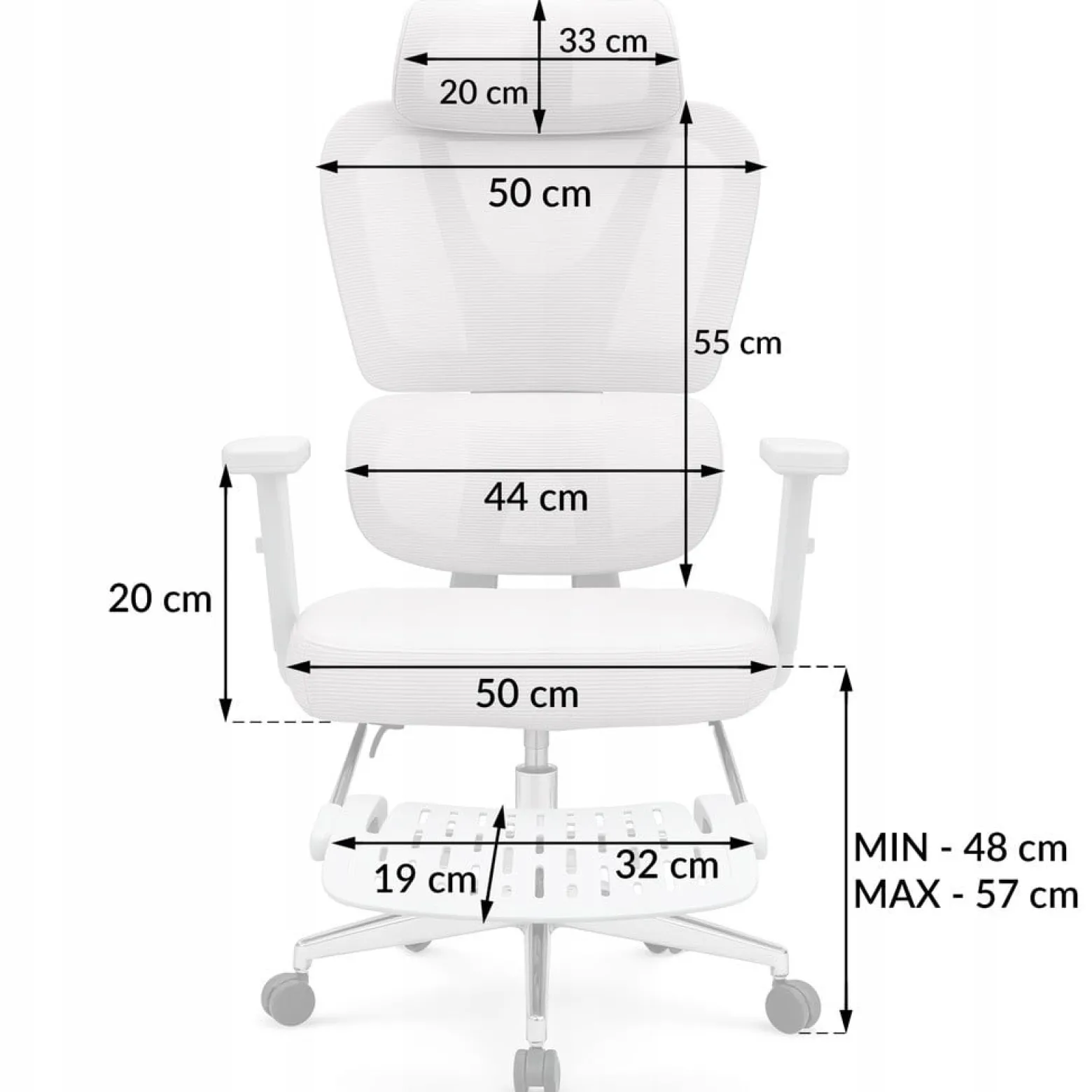Fotel biurowy ergonomiczny krzesło zagłówek regulacja podnóżek KB107 czarny