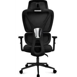 Fotel biurowy ergonomiczny krzesło zagłówek regulacja podnóżek KB107 czarny