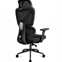 Fotel biurowy ergonomiczny krzesło zagłówek regulacja podnóżek KB107 czarny