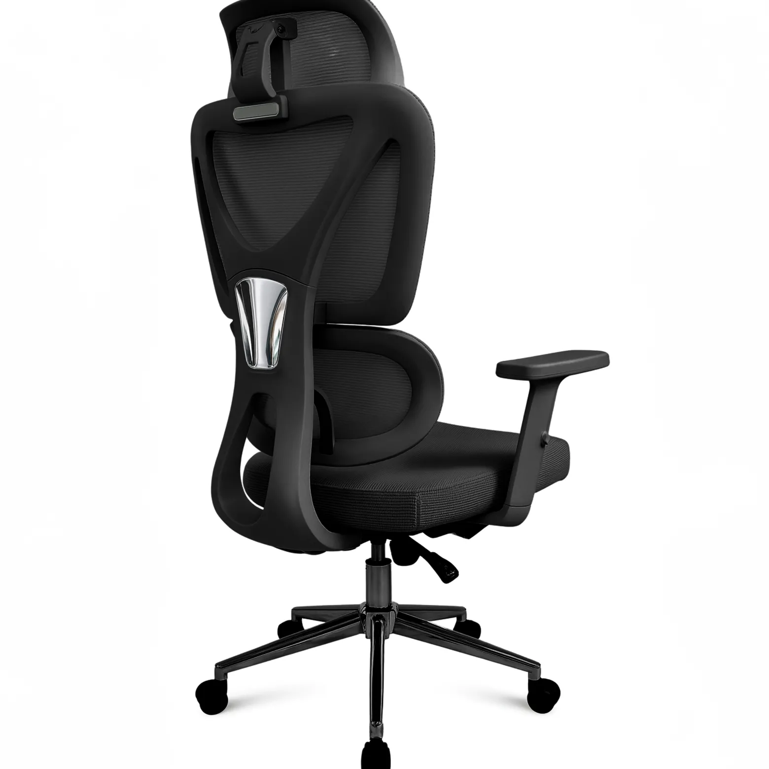 Fotel biurowy ergonomiczny krzesło zagłówek regulacja podnóżek KB107 czarny