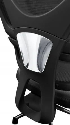 Fotel biurowy ergonomiczny krzesło zagłówek regulacja podnóżek KB107 czarny